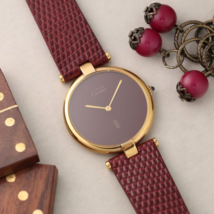 Zegarek damski Cartier Must Burgundy 30mm piekny