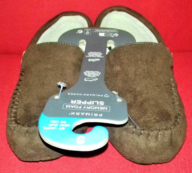 Brązowe ciepłe kapcie mokasyny Primark