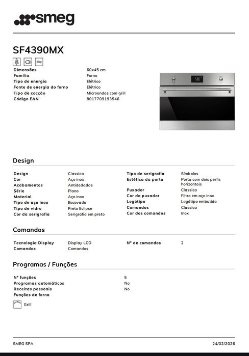 Smeg SF4390MX | Compact Combi Oven | Micro-ondas | Four Combiné