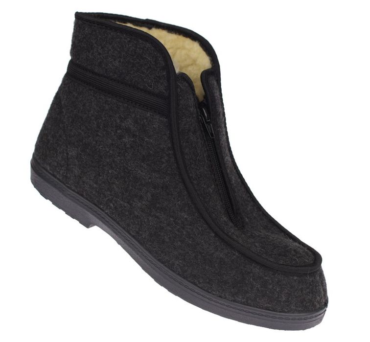 Bambosze wysokie z wełną szare kapcie unisex rozmiar: 43