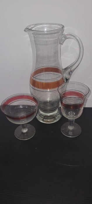 Conjunto de Jarra e 10 Copos Vintage – Estilo Mid-Century / Anos 50-60