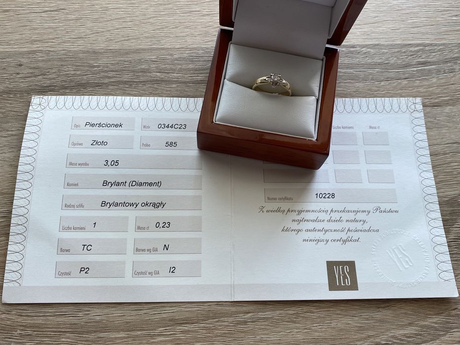 YES, Pierścionek z brylantem 0,23 ct