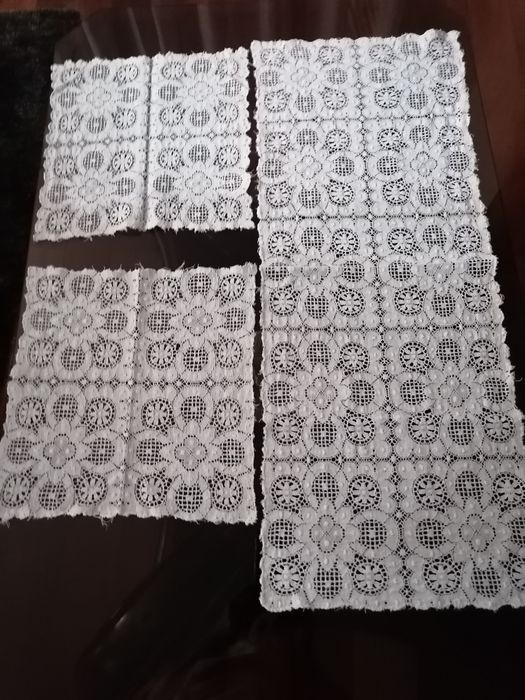 Conjunto de 3 panos de quarto, bordados, linho  desde