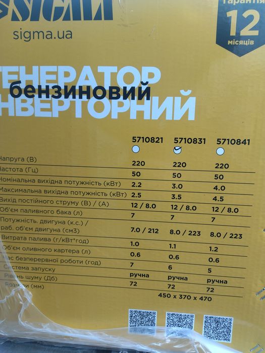 Инверторный генератор Сигма ( 5710831) 3-3.5 кВт