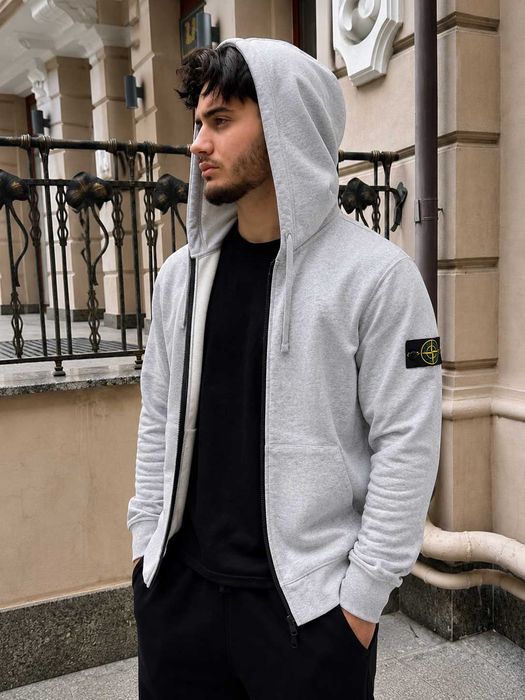 Серая Зип Худи Стон Айленд — Stone Island Олімпійка Сіра Стоник — XS/XL