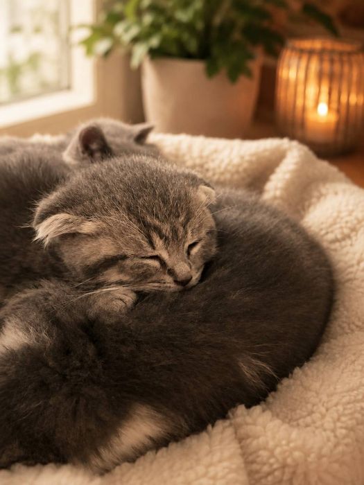 Вислоухие и прямоухие котята Скоттиш фолд и Скоттиш страйт, котёнок