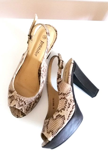 panterkowe buty szpilki sandały koturny na wysokim obcasie 39 w centki