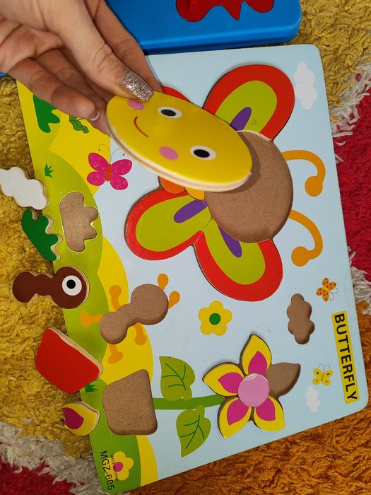 Набір ігри розвивальні для малюків пазли липучки вкладиші дерев'яні