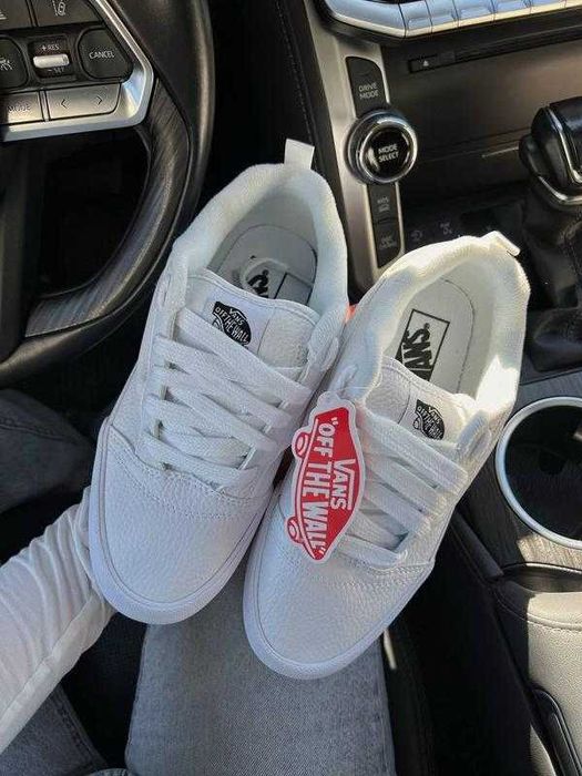 Vans Knu Skool white leather premium білі Ванси кну жіночі білі шкіряні ПРЕМІУМ