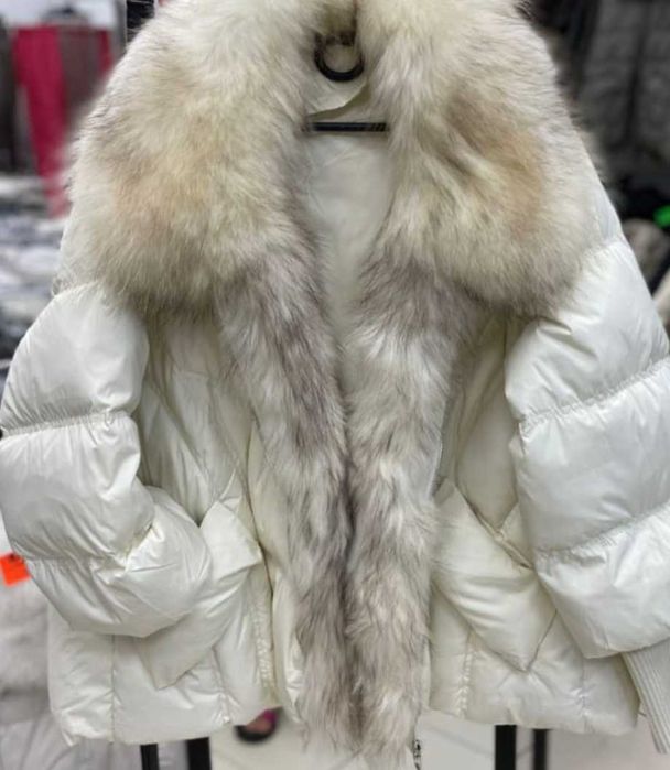 Kurtka puchowa zimowa nowa kolekcja lisy futro