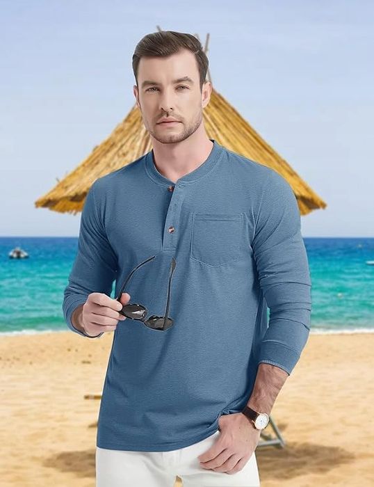 TACVASEN Męska Koszulka Henley z Długim Rękawem M