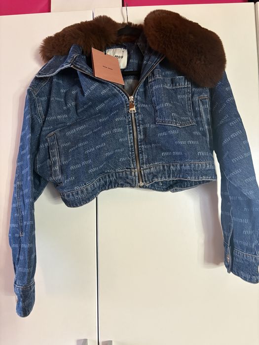 Kurtka m damska jeans miu miu futerko wiosna