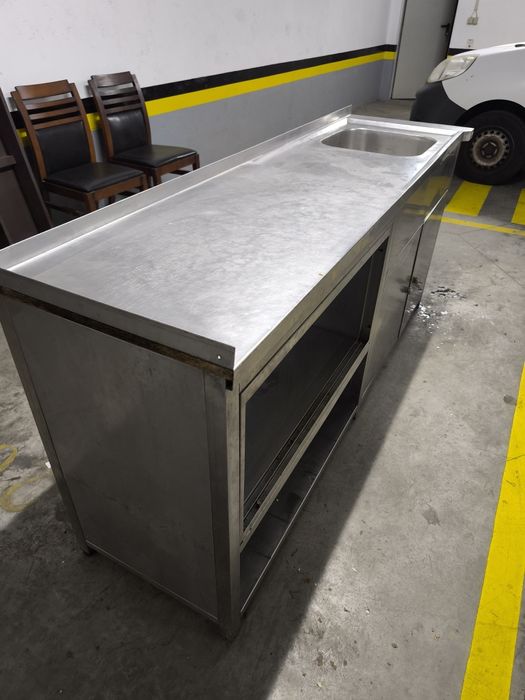 Bancada inox com cuba