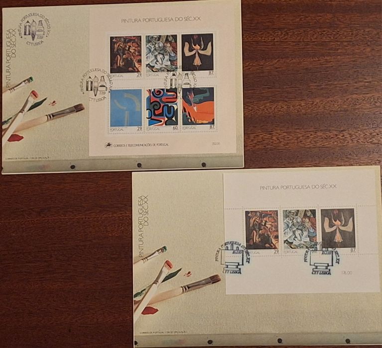 9 Sobrescritos 1 dia com blocos selos "Pintura portuguesa sec.xx"