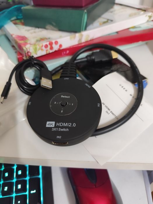 NOWY Rozdzielacz splitter HDMI 2.0 4K 3x1