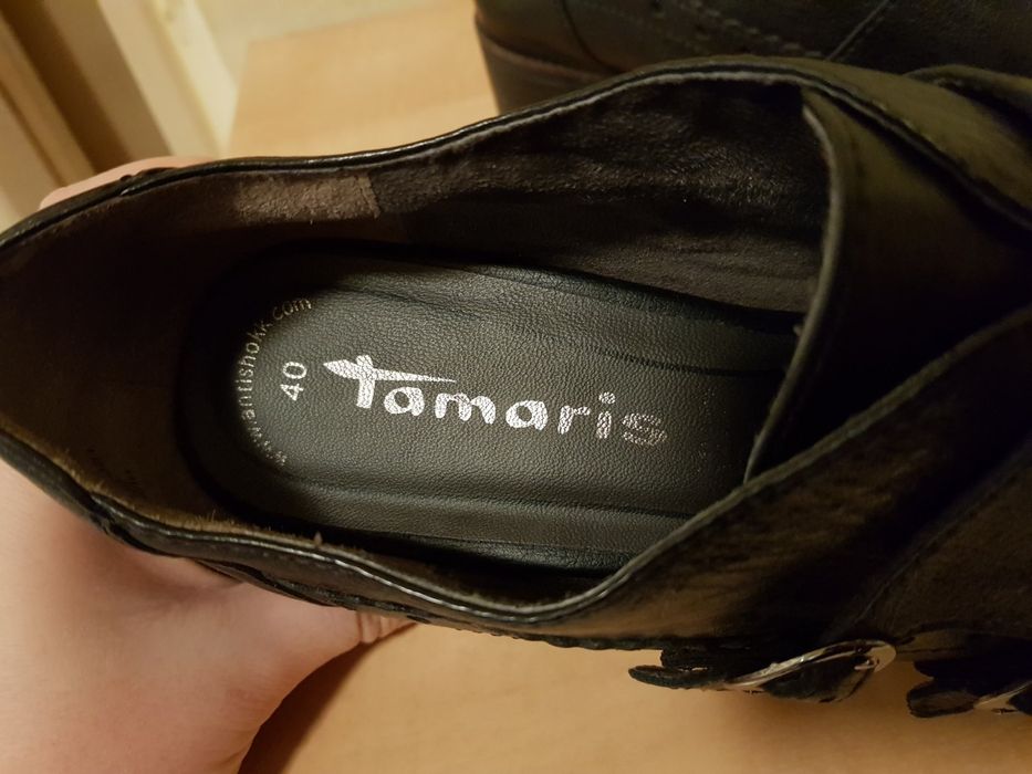 Tamaris Новые монки лоферы фирменные кожаные туфли Antishokk