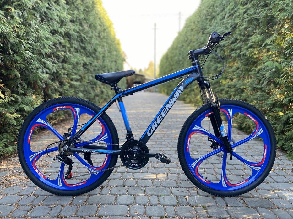 Гірський велосипед Greenway 26 Black-blue на литих дисках