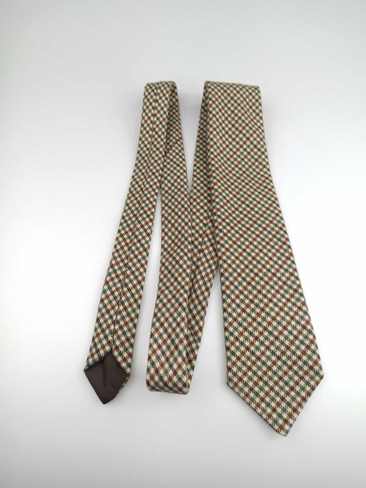 Pure New Wool wełniany krawat w kratkę mpe40