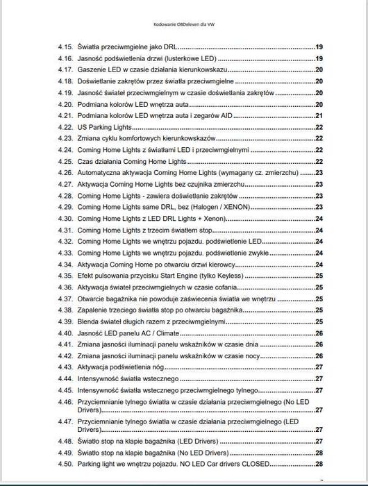 FULL ZESZYT KODOWAŃ dla VCDS VCP ObdEleven Pro VW Audi Skoda Seat PL