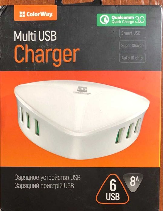 Мережевий зарядний пристрій ColorWay USB Quick Charger 6xUSB (CW-CHS06QW)