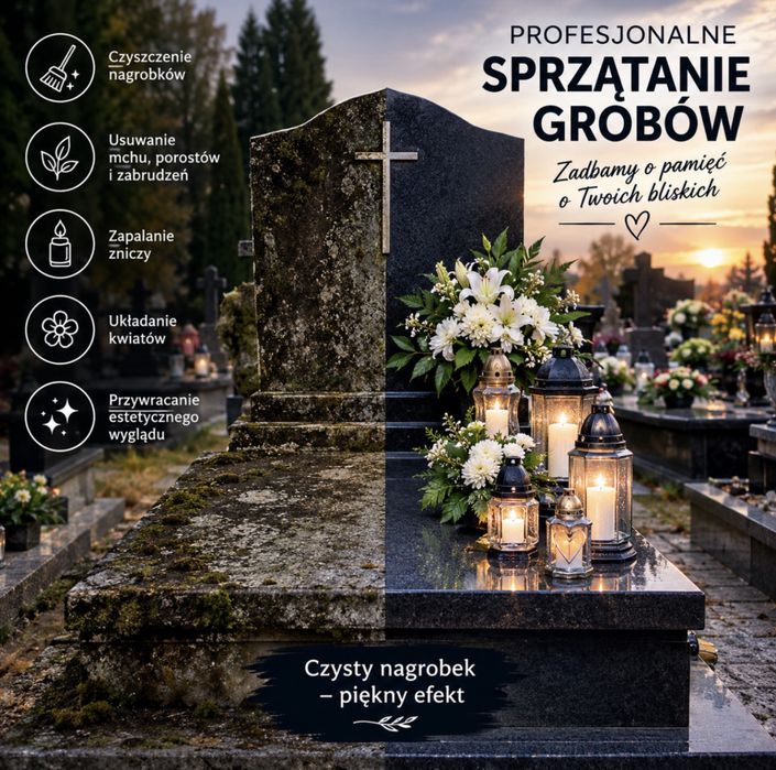 Sprzatanie grobow opieka nad grobami mycie pomnikow