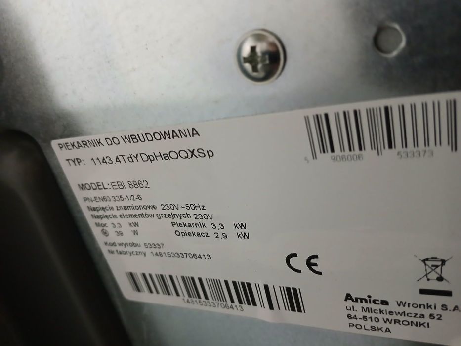 Piekarnik do zabudowy AMICA EBI8862