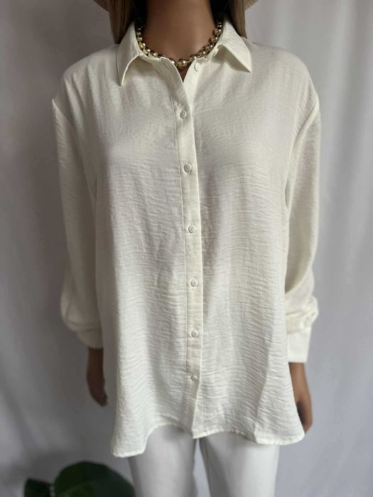 Koszula kremowa oversize elegancka basic klasyczna 44 2XL