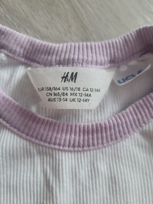 Zestaw 2 topów bluzek na krótki rękaw dla dziewczynki 164 H&M  New Yor