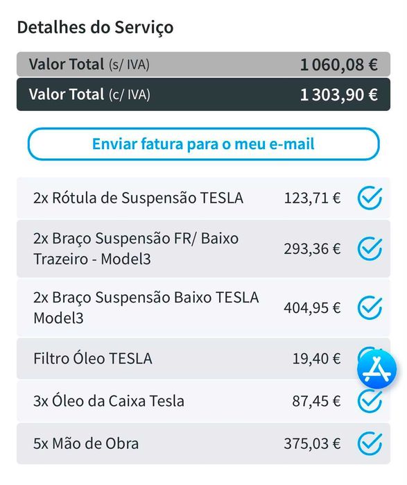 Tesla 3 SR (extras do Performance)