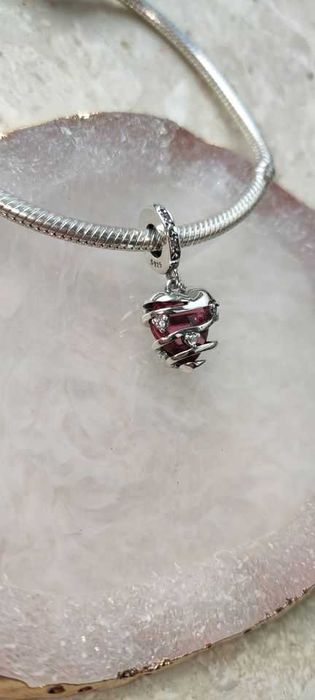 charms zawieszka srebro 925 szklane serce