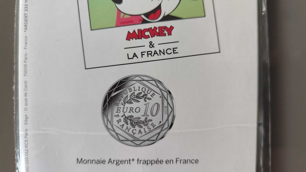 Moeda de prata "Mickey aux pieds de la Dame de Fer" (França, 2018)