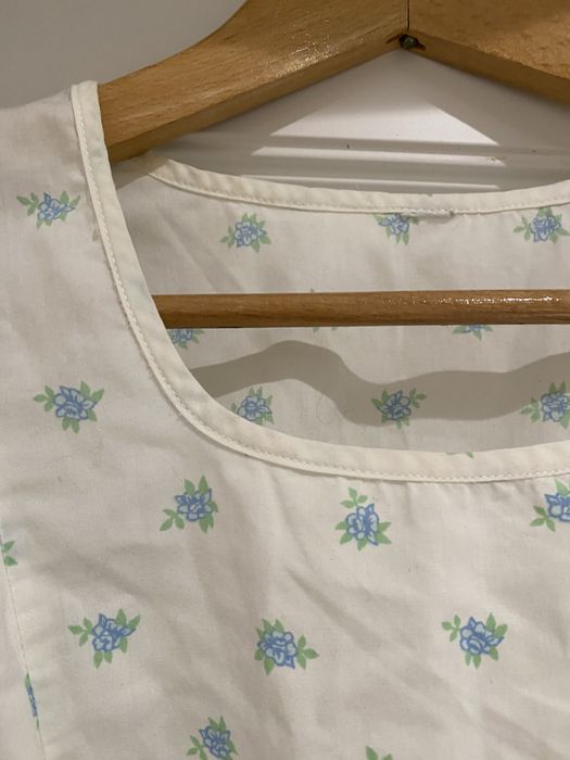 Koszula nocna biała real vintage retro niebieskie kwiatki L