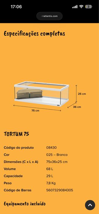 TORTUM 75 - Aquário Tartarugas + Acessórios