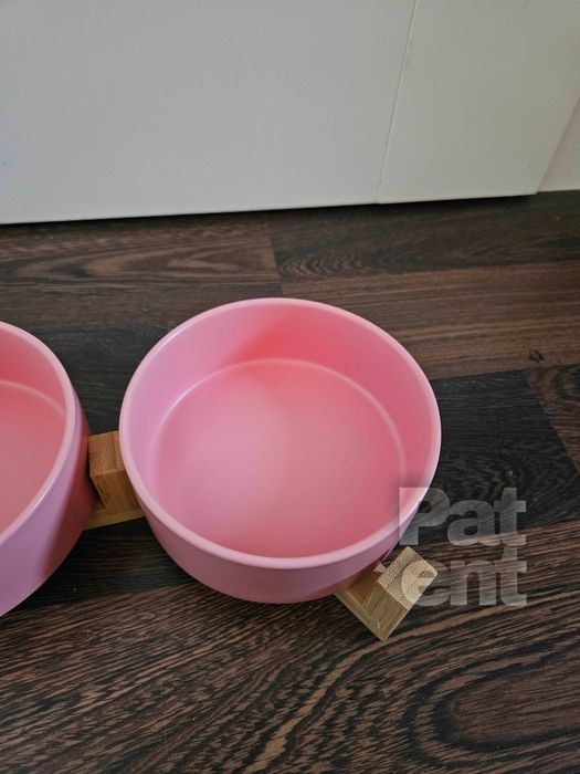 Miski ceramiczne dla psa kota zestaw 2 sztuki x 400 ml różowe