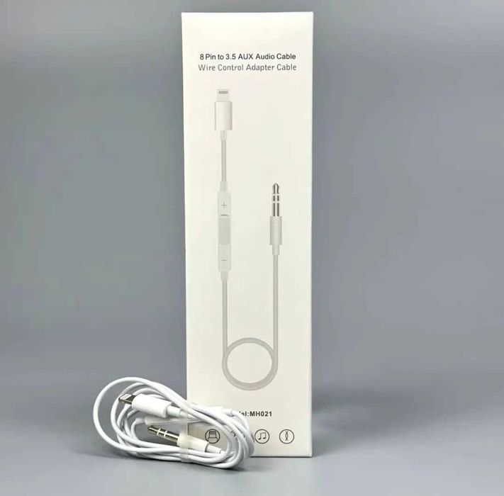 Кабель 1м AUX Foxconn Lightning to Audio 3.5 White (MH021) Перехідник