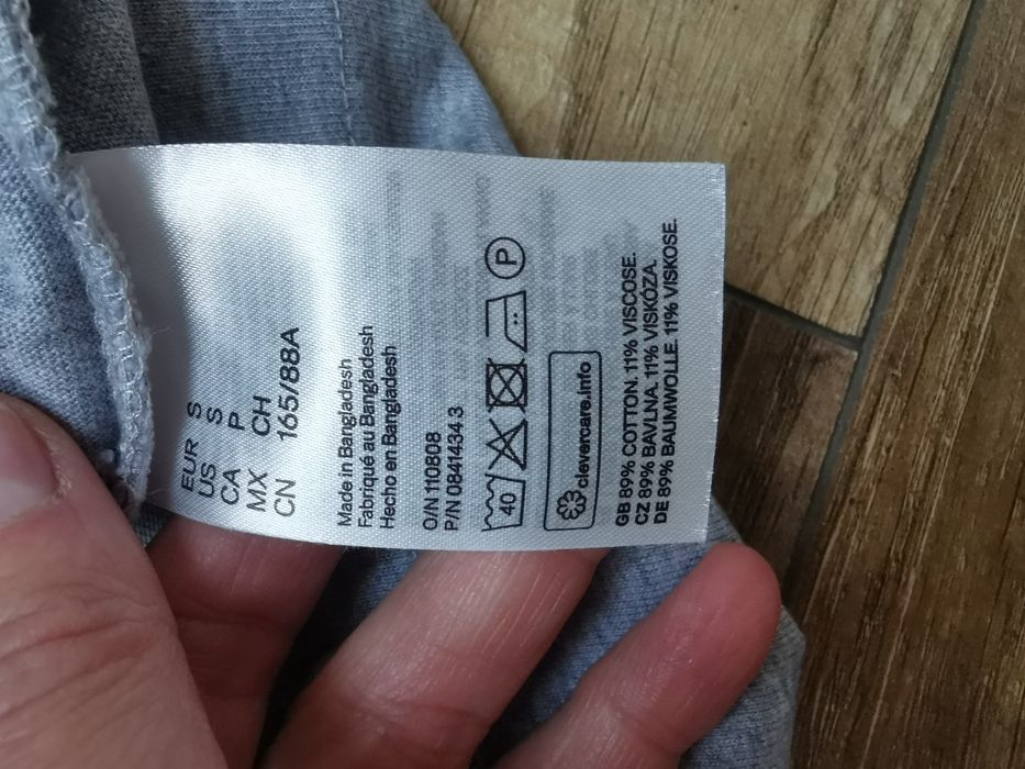Sukienka szara HM 36 S bawełna długi t-shirt