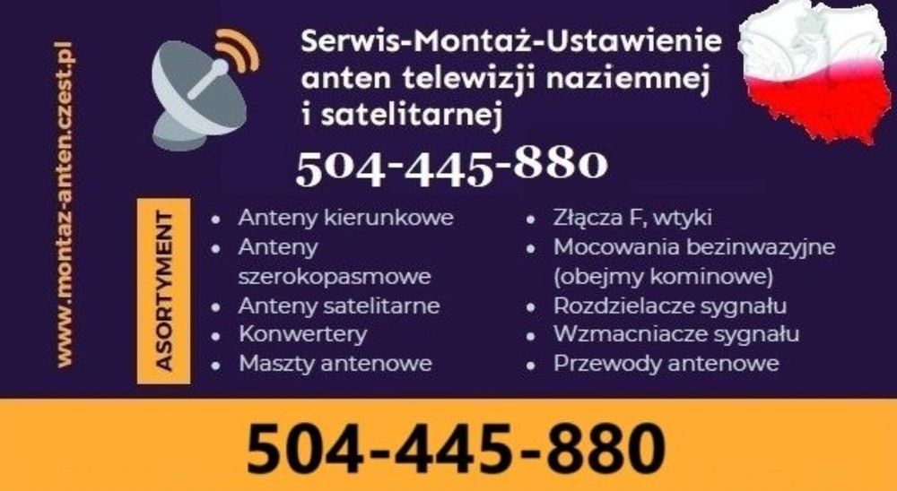 Montaż Ustawienie Naprawa Anten Telewizji Naziemnej i Satelitarnej TV