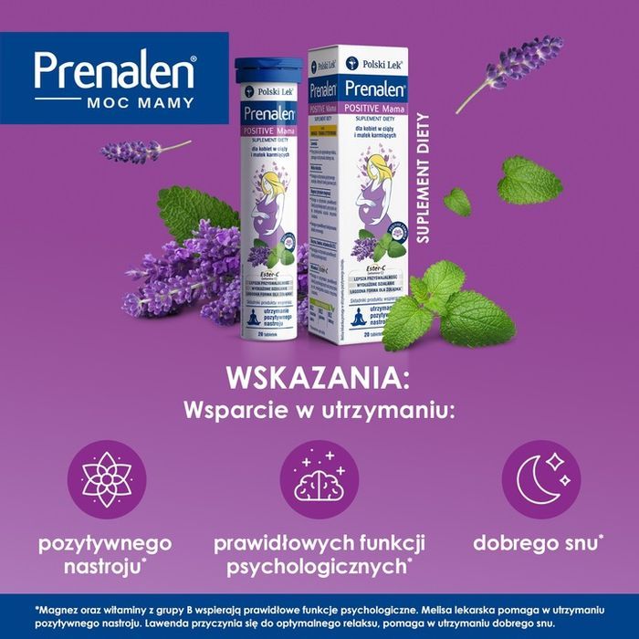 Prenalen Positive Mama o smaku mango-trawa cytrynowa 20 tabletek musujących