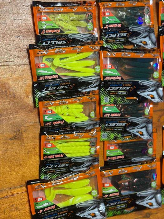 Силикон на щуку, окуня, судака Селект 3-3,3-3,5-4 дюйма; 1,8-2-2,2