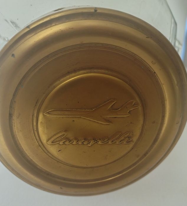 Raro Frasco Baleiro Antigo de Mercearia 3kg – Edição Vintage Caravelle (Tampa em Metal com avião)