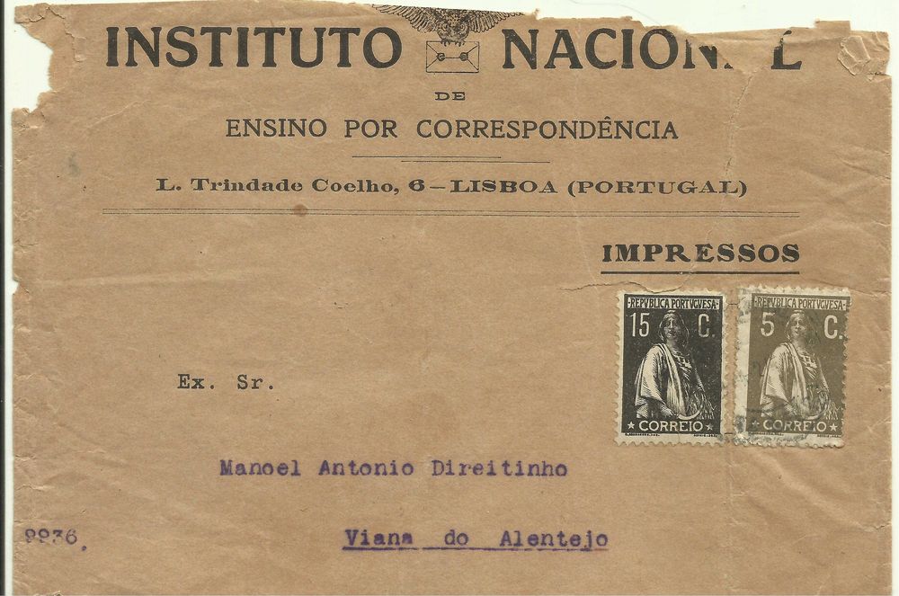 Envelope Comercial antigo  - INSTITUTO NACIONAL  - Selos ceres - filatelia