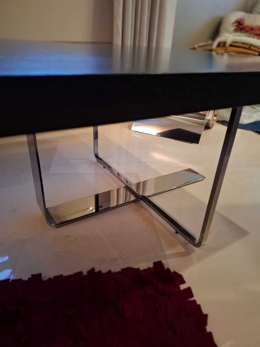 Dark Wood Table with Chrome Legs