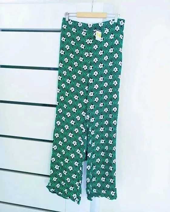 nowe spodnie szerokie nogawki flare wiskoza 100% L XL