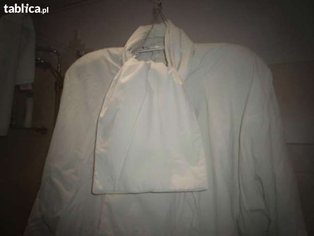 fantazyjna kurtka ocieplana damska z szalikiem, ecru