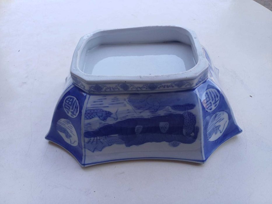 Saladeira / Travessa retangular em tons de azul