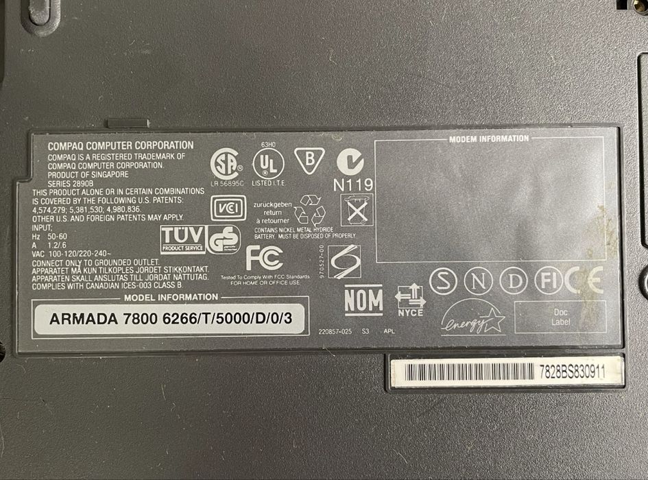 Ноутбук Compaq Armada 7800 Windows 98 Pentium 2 96 МВ ОЗУ вінтаж ретро laptop