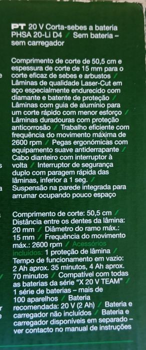Corta sebes a bateria Parkside 20V