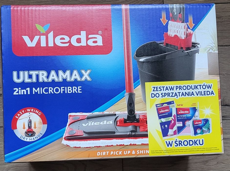 Vileda ultramax wiadro i mop płaski Vileda + gratisy ścierka zmywak