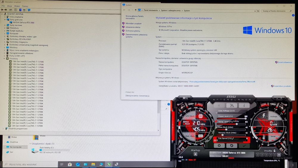Potężny Intel i7/RTX 3080 10gb/32gb Ram/SSD/MSI/Corsair/SilentiumPC Mocny!