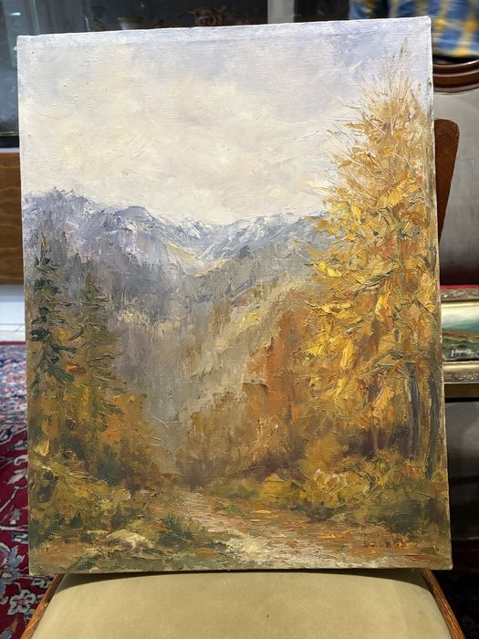 Sprzedam stary obraz, pejzaż górski